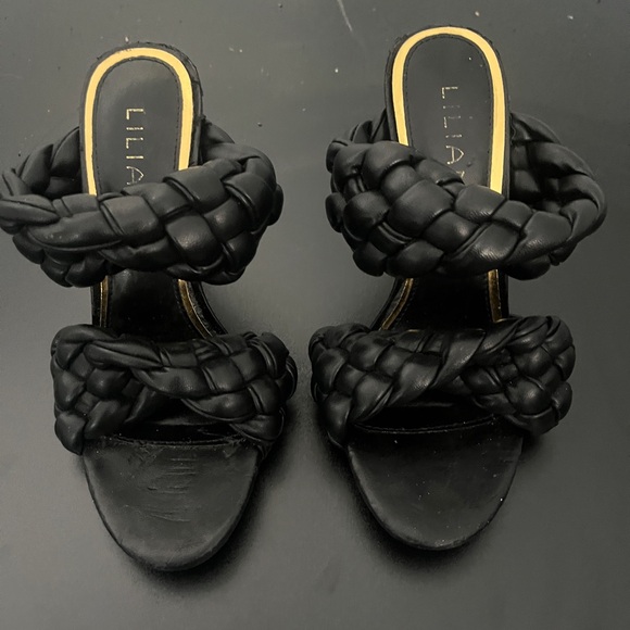 L'INTERVALLE Black Braided Heeled Sandals - Picture 1 of 4